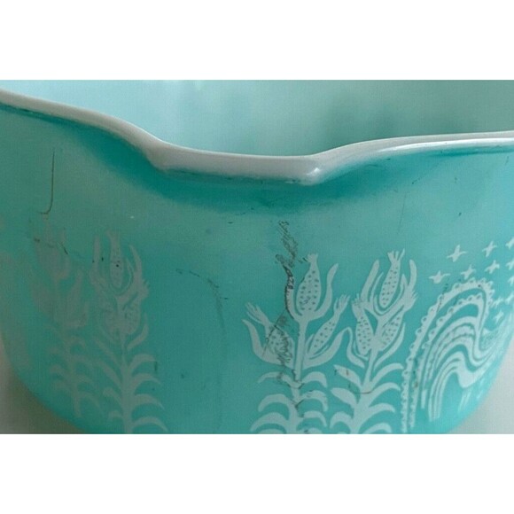 Vtg Pyrex Butterprint Amish Turquoise Cinderella Casserole Dish Bowl #473 1 Qt - Picture 7 of 8